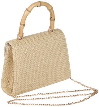 Thumbnail 2: D'Margeaux D'Margeaux Natural Bow Emblem Bamboo Handle Satchel 