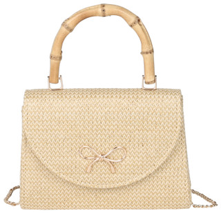 Thumbnail 1: D'Margeaux D'Margeaux Natural Bow Emblem Bamboo Handle Satchel 