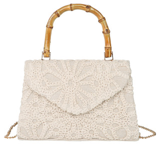 Thumbnail 1: D'Margeaux D'Margeaux Natural Floral Embossed Bamboo Handle Satchel 