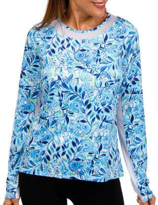 Thumbnail 1: Stella Parker Stella Parker Womens Golf Long Sleeve Mesh Floral Top 