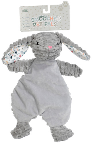 Thumbnail 1: Smoochy Pet Pals Smoochy Pet Pals 12 in Flay Crinkle Grey Bunny Dog Toy 