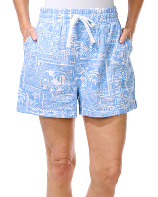 Thumbnail 1: REEL LEGENDS Reel Legends Petite French Terry Tropical Stamp Shorts 