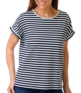 Thumbnail 1: Martha Stewart Martha Stewart Womens Relaxed Stripe T-Shirt 