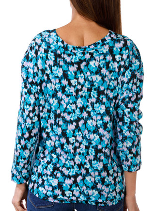 Thumbnail 2: Skyes The Limit Skyes The Limit Womens 3/4 Sleeve Floral Tie Front Top 