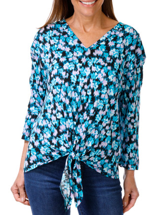 Thumbnail 1: Skyes The Limit Skyes The Limit Womens 3/4 Sleeve Floral Tie Front Top 
