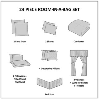 Thumbnail 16: MADISON PARK ESSENTIALS Madison Park Essentials 24 Pc. Brystol Room In A Bag 