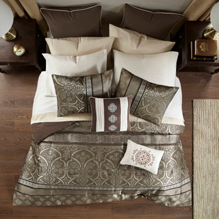 Thumbnail 4: MADISON PARK ESSENTIALS Madison Park Essentials 16 Pc. Zara Jacquard Comforter Set 
