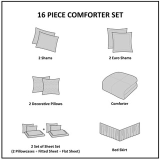 Thumbnail 14: MADISON PARK ESSENTIALS Madison Park Essentials 16 Pc. Zara Jacquard Comforter Set 