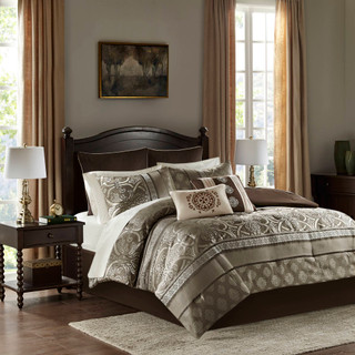 Thumbnail 2: MADISON PARK ESSENTIALS Madison Park Essentials 16 Pc. Zara Jacquard Comforter Set 