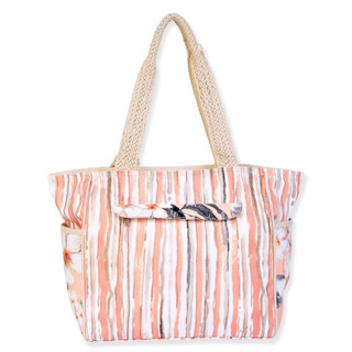 Thumbnail 2: Sun N' Sand Sun N' Sand Peach Floral Shoulder Tote Beach Bag 