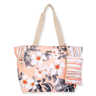 Thumbnail 1: Sun N' Sand Sun N' Sand Peach Floral Shoulder Tote Beach Bag 