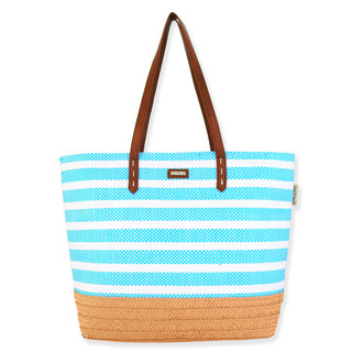 Thumbnail 1: Sun N' Sand Sun N' Sand Blue Straw Stripe Beach Tote Bag 
