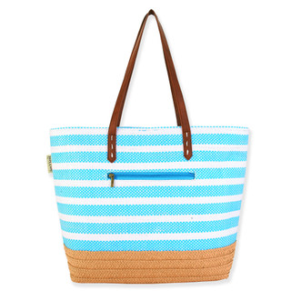 Thumbnail 2: Sun N' Sand Sun N' Sand Blue Straw Stripe Beach Tote Bag 