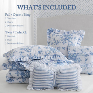 Thumbnail 5: MADISON PARK ESSENTIALS Madison Park Essentials 4 Pc. Adele Floral Comforter Set 