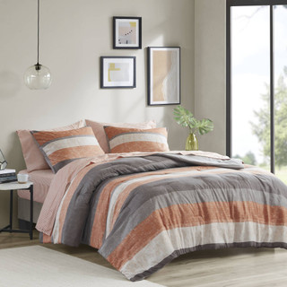 Thumbnail 4: MADISON PARK ESSENTIALS Madison Park Essentials 7 Pc. Jaxon Stripe Comforter Set 
