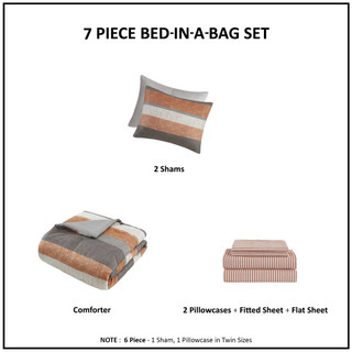 Thumbnail 10: MADISON PARK ESSENTIALS Madison Park Essentials 7 Pc. Jaxon Stripe Comforter Set 