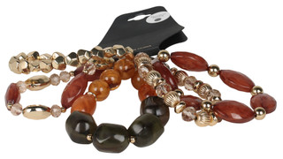 Thumbnail 2: Noir Noir 5 Pc Gold Bead Stretchy Bracelet Set 