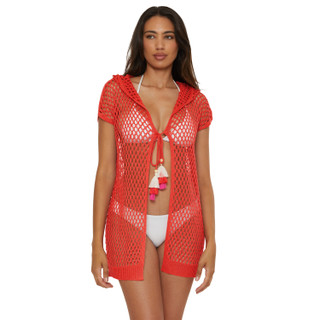 Thumbnail 1: Lucky Brand Lucky Brand Womens Morro Hooded Fishnet Swim Cover-Up 