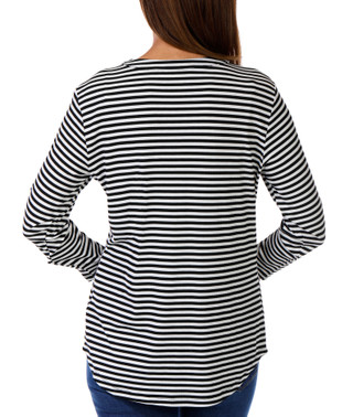 Thumbnail 2: Skyes The Limit Skyes the Limit Womens Long Sleeve Quarter Stripe Button Top 
