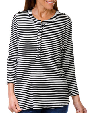 Thumbnail 1: Skyes The Limit Skyes the Limit Womens Long Sleeve Quarter Stripe Button Top 