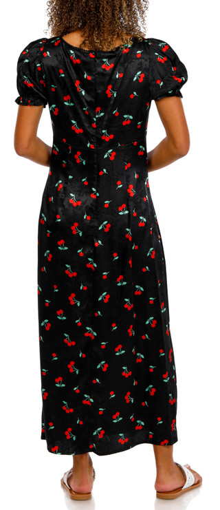 Thumbnail 3: Crystal Doll Crystal Doll Juniors Puff Sleeve Cherry Midi Dress 