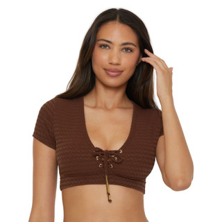 Thumbnail 1: Trina Turk Trina Turk Womens Glimmer Lace-up Swim Top 