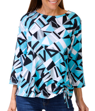 Thumbnail 1: Erin London Erin London Petite 3/4 Sleeve Geo Print Slub Top 