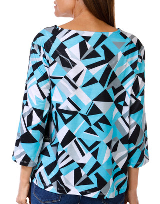 Thumbnail 2: Erin London Erin London Petite 3/4 Sleeve Geo Print Slub Top 