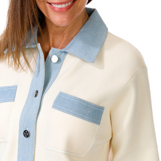 Thumbnail 3: Nanette Lepore Nanette Lepore Womens Short Sleeve Denim Trim Sweater Top 