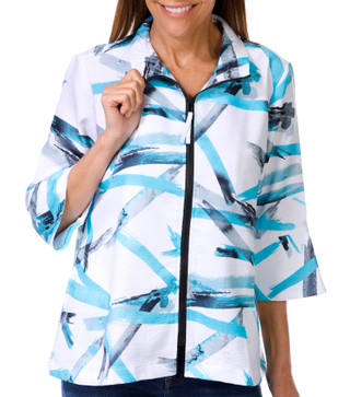 Thumbnail 1: Erin London Erin London Petite 3/4 Sleeve Zip Front Jacket 