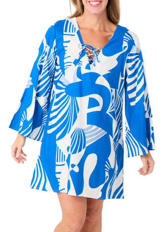 Thumbnail 1: Raviya Raviya Womens Swim Long Sleeve Abstract Print V Neck Coverup 