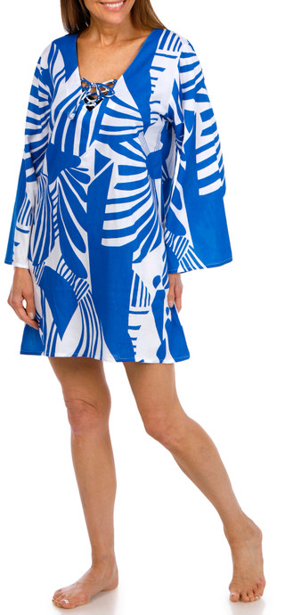 Thumbnail 4: Raviya Raviya Womens Swim Long Sleeve Abstract Print V Neck Coverup 