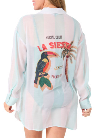 Thumbnail 2: Club Z Club Z Womens Swim Long Sleeve Siesta Big Shirt Coverup 