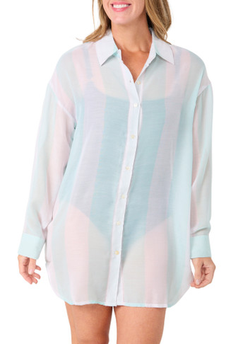 Thumbnail 1: Club Z Club Z Womens Swim Long Sleeve Siesta Big Shirt Coverup 