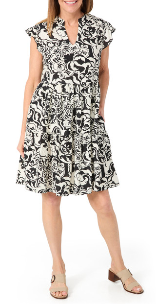 Thumbnail 2: Kaktus Kaktus Womens Flutter Sleeve Tiered Dress 