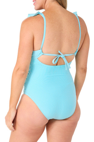 Thumbnail 2: Into The Bleu Into the Bleu Womens Rufle Back Tie One Piece Swimsuit 