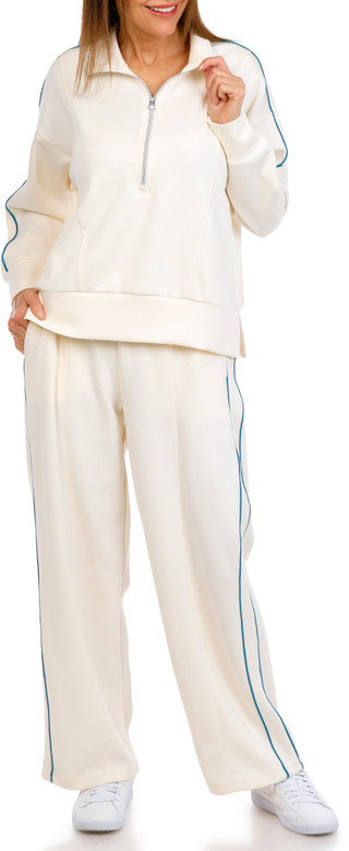 Thumbnail 1: Nanette Lepore Nanette Lepore Womens 2 Pc Scuba Half Zip Wide Pant Set 
