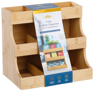 Thumbnail 1: DIAMOND HOME Alta 3-Tier Bamboo Organizer 