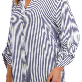 Thumbnail 3: BLUE ISLAND Blue Island Womens Long Sleeve Stripe Button Down Coverup 