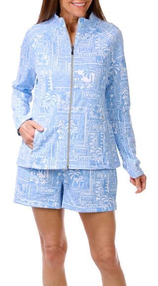 Thumbnail 2: REEL LEGENDS Reel Legends Womens French Terry Full Zip Print Jacket 