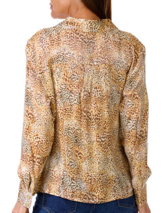 Thumbnail 2: BADGLEY MISCHKA Badgley Mischka Womens Long Sleeve Cheetah Button Down Top 