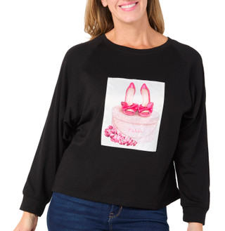 Thumbnail 1: Cyrus Cyrus Womens Long Sleeve Rhinestone Parisian Heels Top 