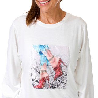Thumbnail 3: Cyrus Cyrus Womens Long Sleeve Rhinestone Heel Top 