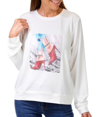 Thumbnail 1: Cyrus Cyrus Womens Long Sleeve Rhinestone Heel Top 