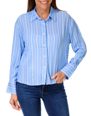 Thumbnail 1: Alex & Jordon Women's Stripe Print Button 