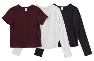 Thumbnail 1: Yogalicious Yogalicious Big Girls 3 Pk Ribbed Long Sleeve Tops Set 
