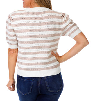 Thumbnail 2: Nanette Lepore Nanette Lepore Womens Short Sleeve Open Weave Stripe Cardi 