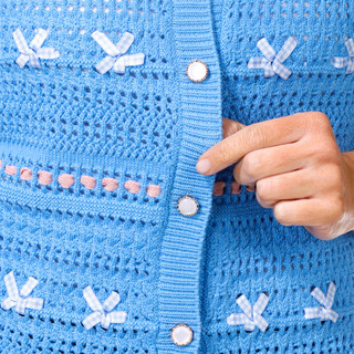 Thumbnail 3: Nanette Lepore Nanette Lepore Womens Short Sleeve Open Weave Bow Cardigan 