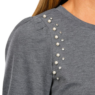 Thumbnail 2: Love Scarlett Love Scarlett Womens Elbow Sleeve Pearl Shoulder Top 
