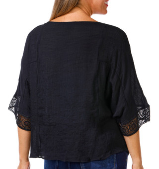 Thumbnail 2: ZAC AND RACHEL Zac and Rachel 3/4 Sleeve Slub Lace Trim Top 